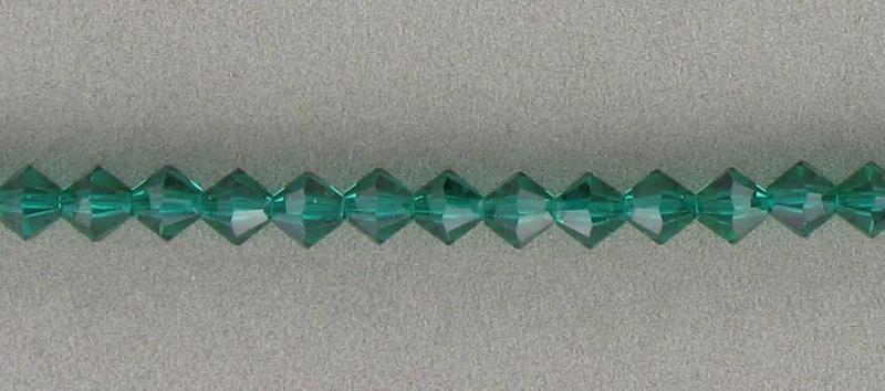 2707254 Preciosa Emerald 4mm Bicone, 31 Beads